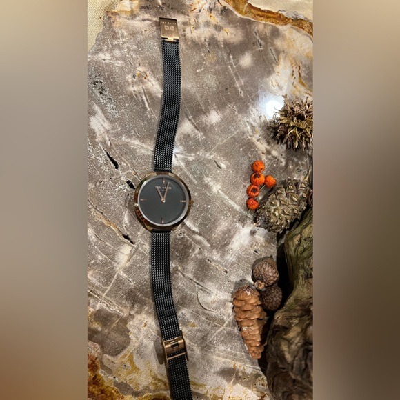 Authentic Ted Baker Rose Gold Tone Watch rich black mesh strap adjustable 7..25” - Picture 7 of 12